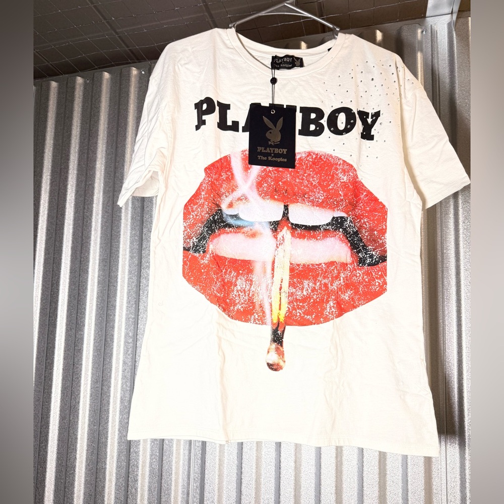 PLAYBOY White and Red Graphic Tee